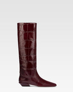 Knee-high boots in hevea maxi croco-embossed leather