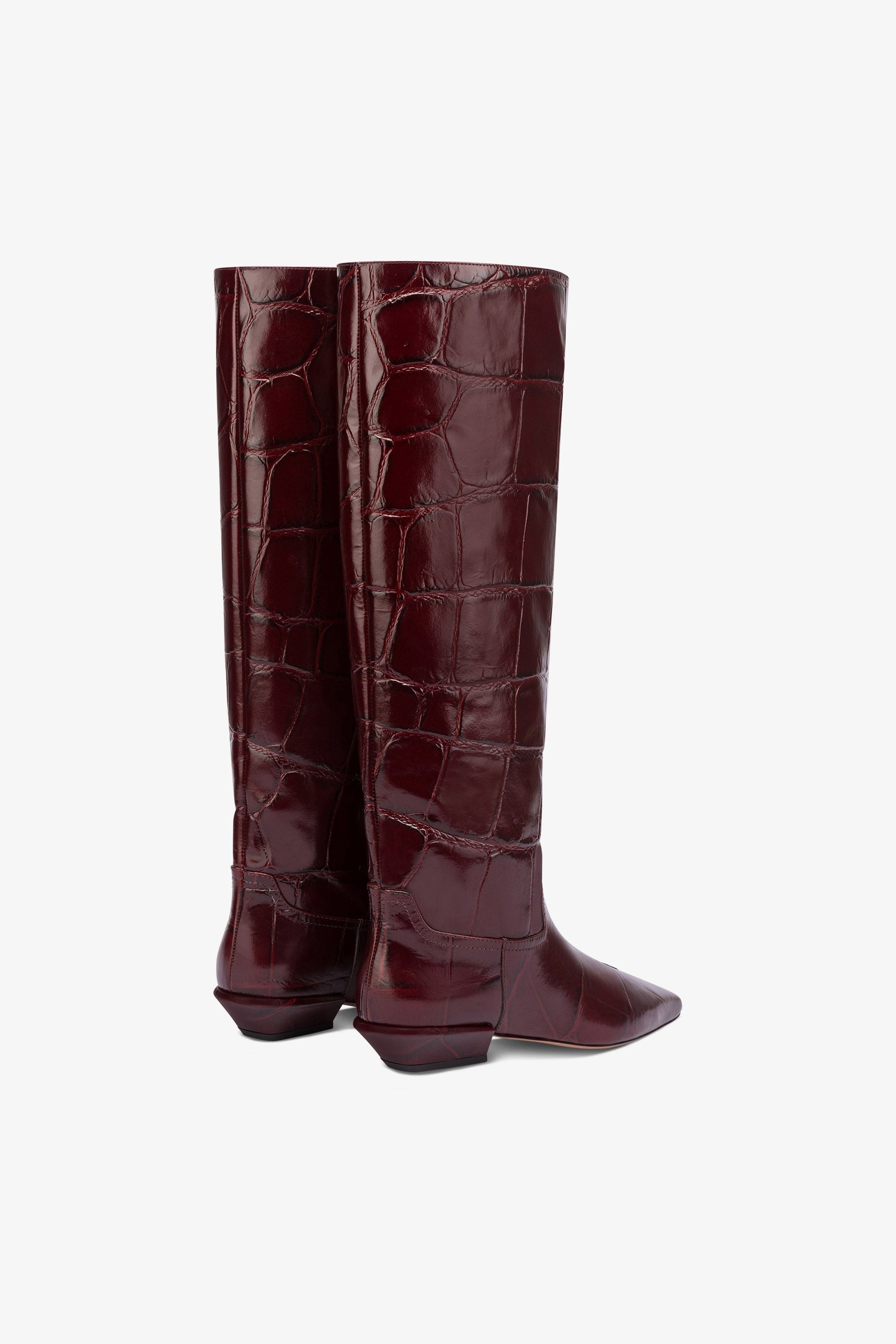 Knee-high boots in hevea maxi croco-embossed leather