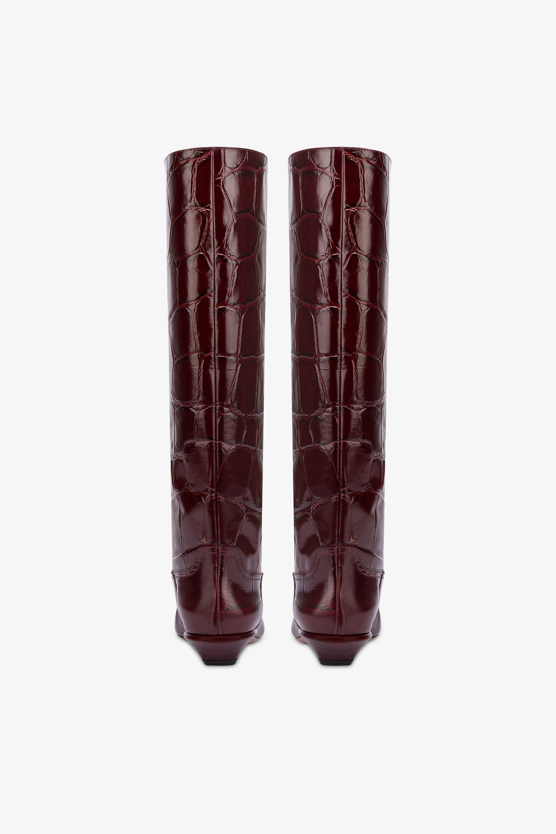 Knee-high boots in hevea maxi croco-embossed leather