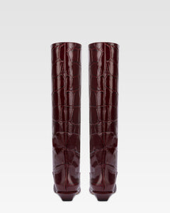 Knee-high boots in hevea maxi croco-embossed leather