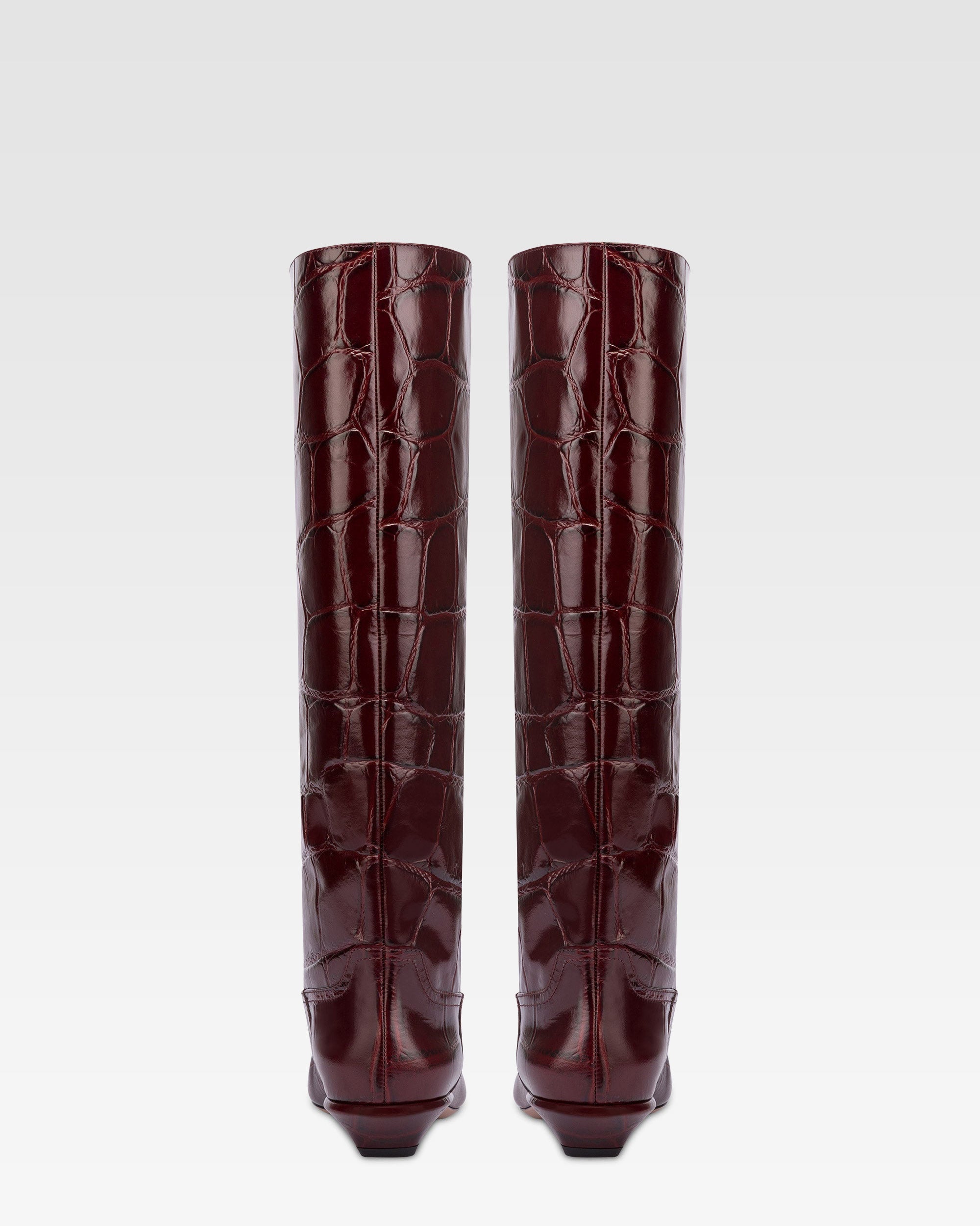 Knee-high boots in hevea maxi croco-embossed leather