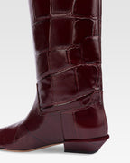Knee-high boots in hevea maxi croco-embossed leather