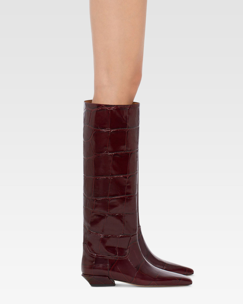 Knee-high boots in hevea maxi croco-embossed leather