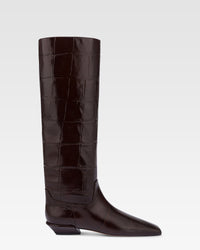 Bottes en cuir croco noir — Ebene