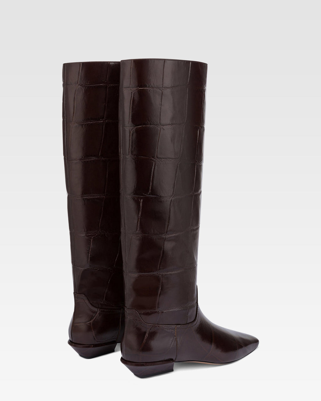 Bottes en cuir croco noir