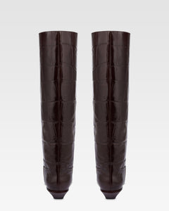 Bottes en cuir croco noir