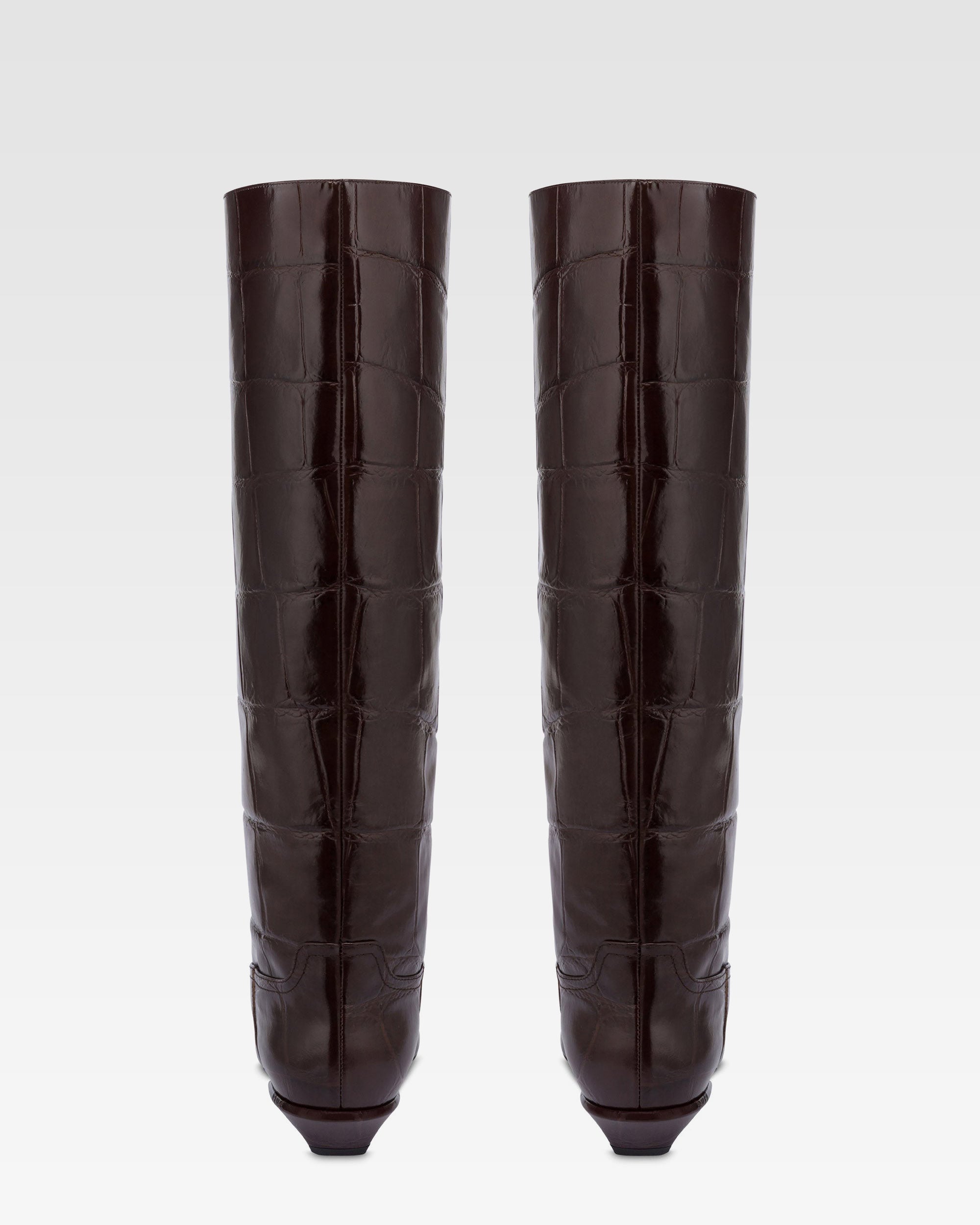 Bottes en cuir croco noir