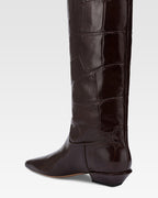 Bottes en cuir croco noir