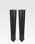 Knee-high boots in smooth black leather