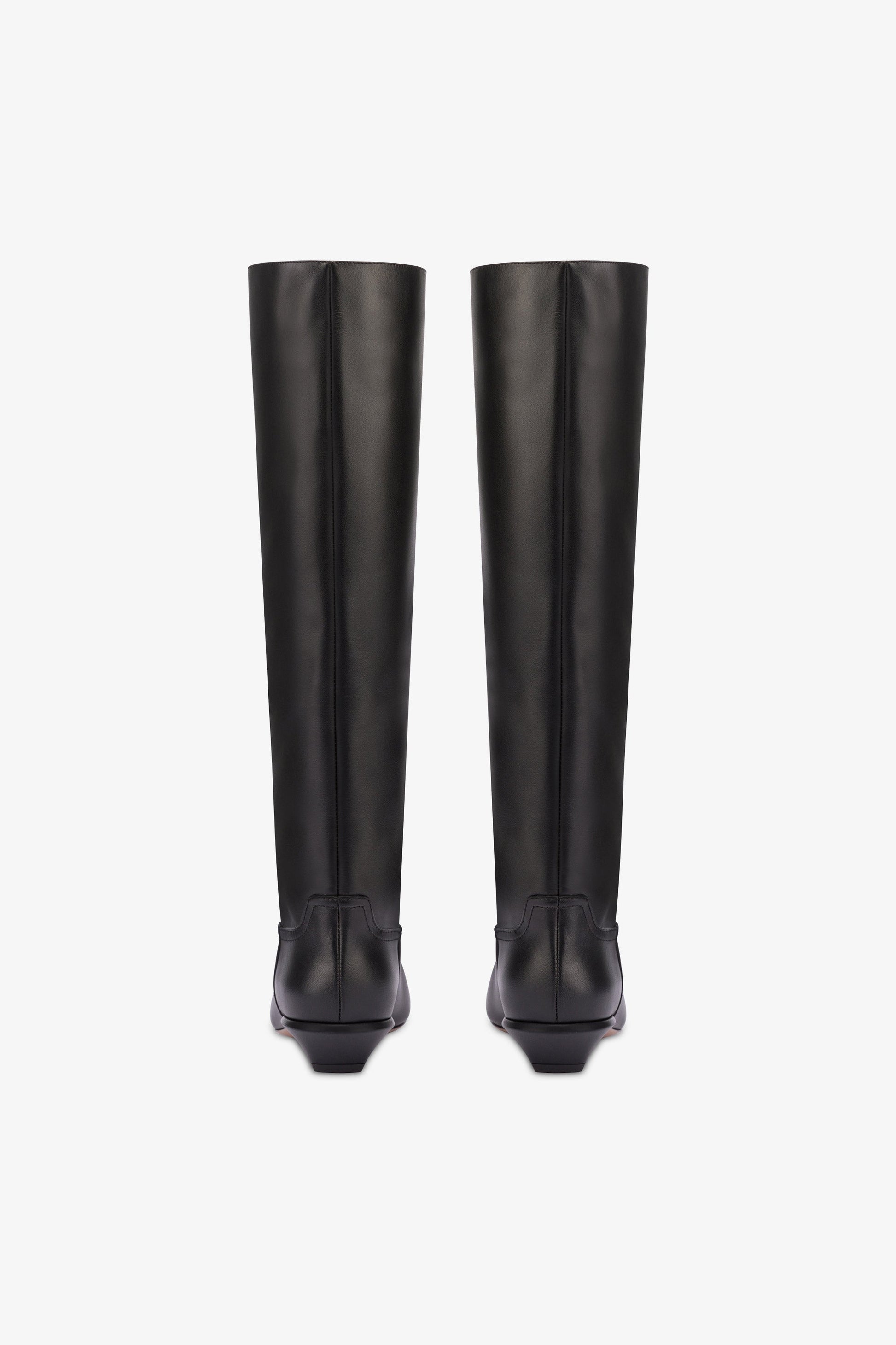 Knee-high boots in smooth black leather