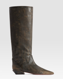 VINTAGE-EFFECT LEATHER BOOT