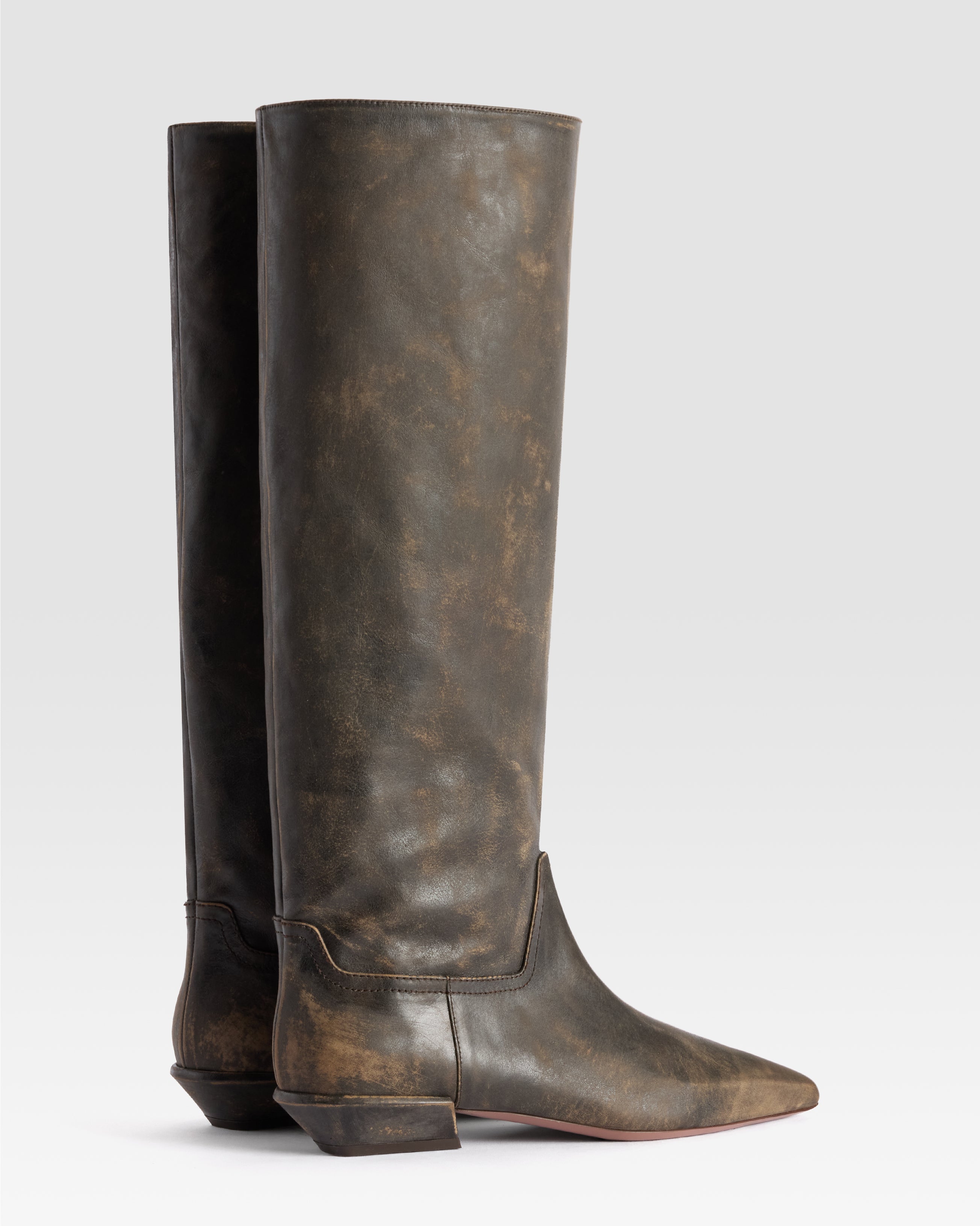 VINTAGE-EFFECT LEATHER BOOT