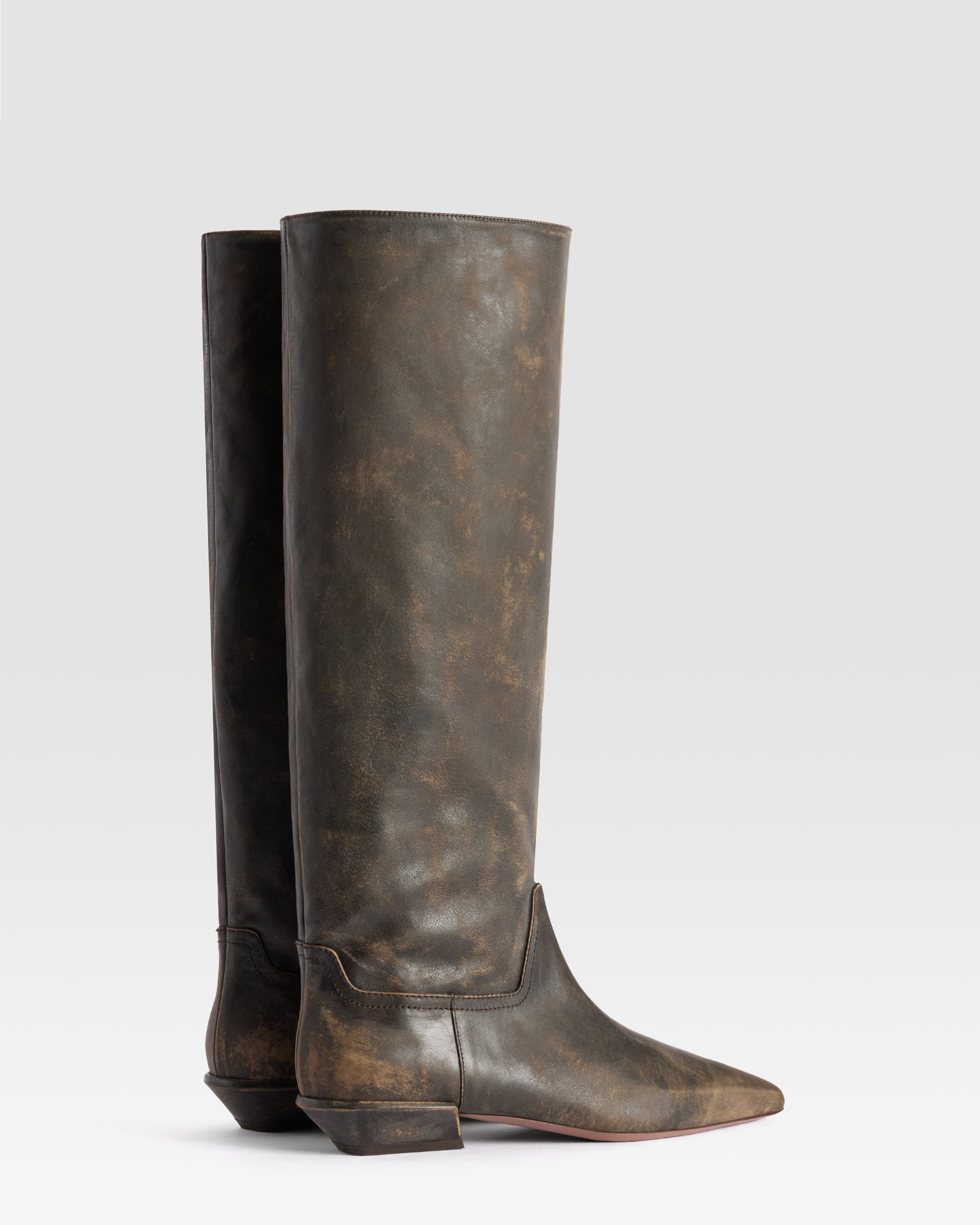 VINTAGE-EFFECT LEATHER BOOT
