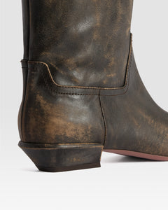VINTAGE-EFFECT LEATHER BOOT