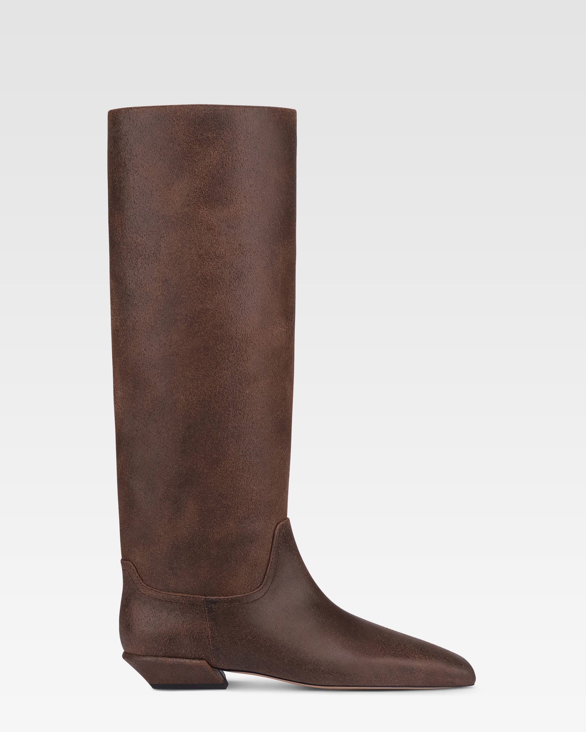 Boots in ebony vintage-effect calf leather