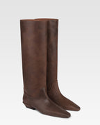 Boots in ebony vintage-effect calf leather