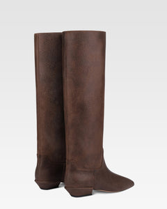 Boots in ebony vintage-effect calf leather