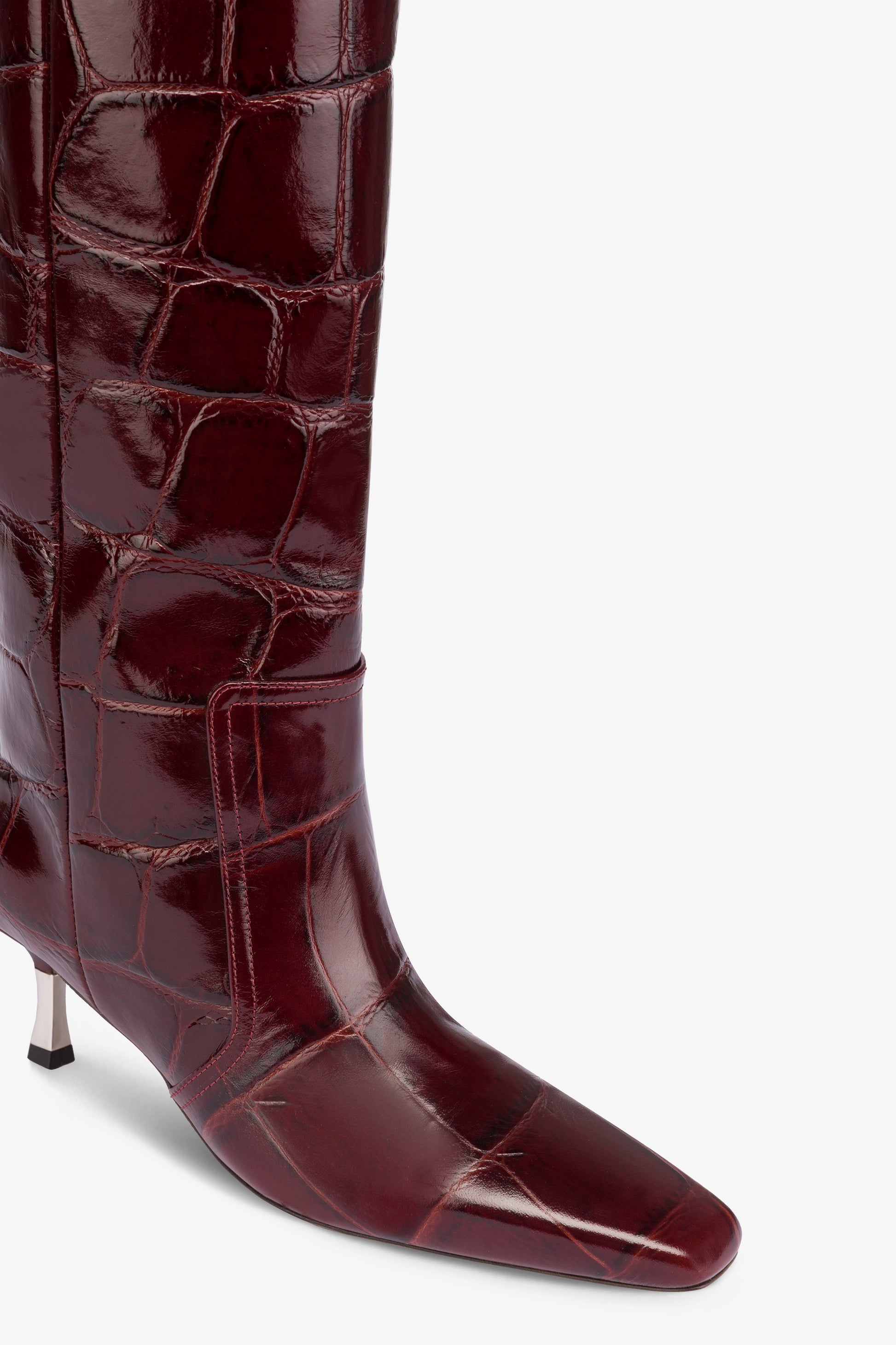 Knee-high boots in hevea croco-embossed leather