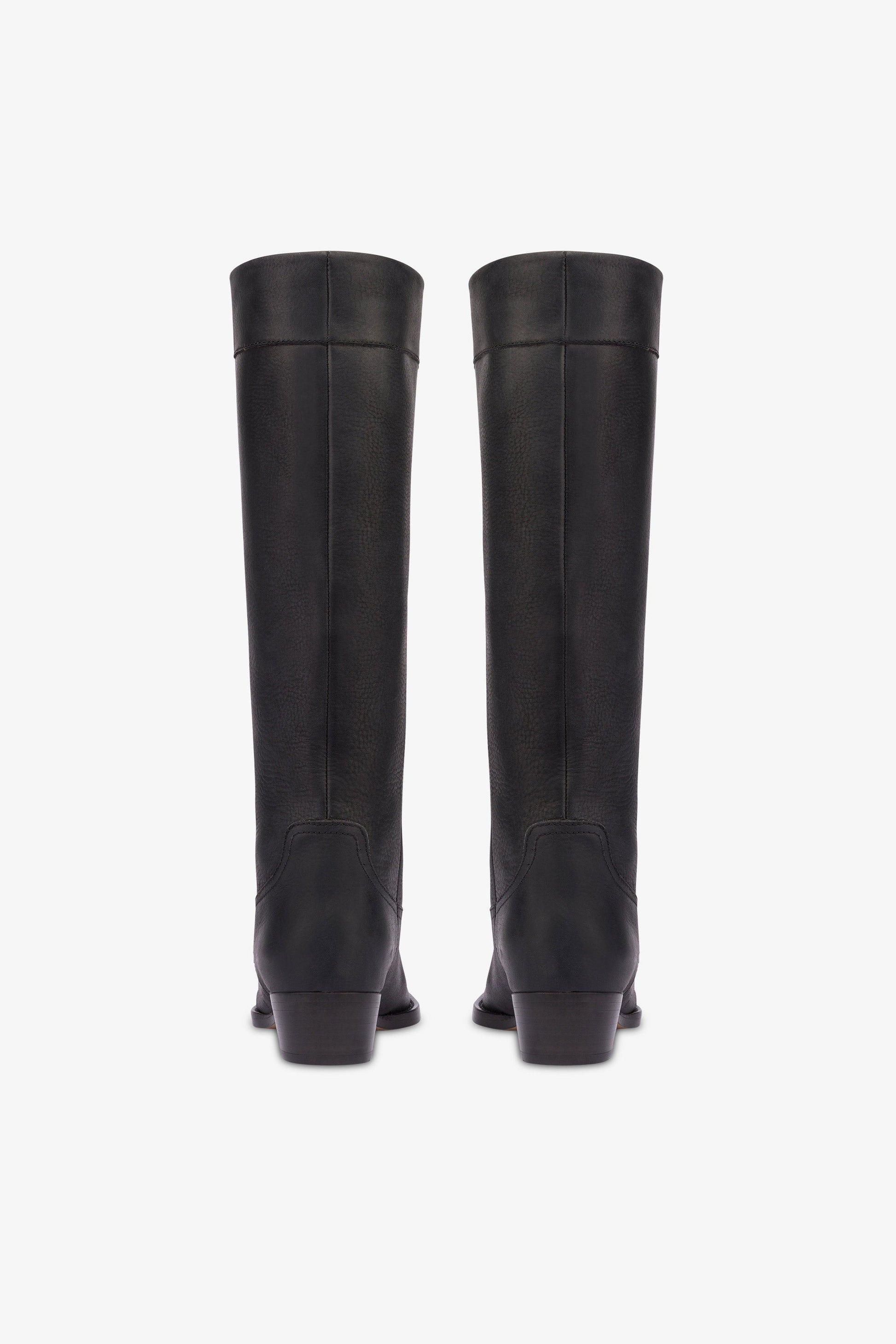 Bottes mi-mollets en cuir souple noir