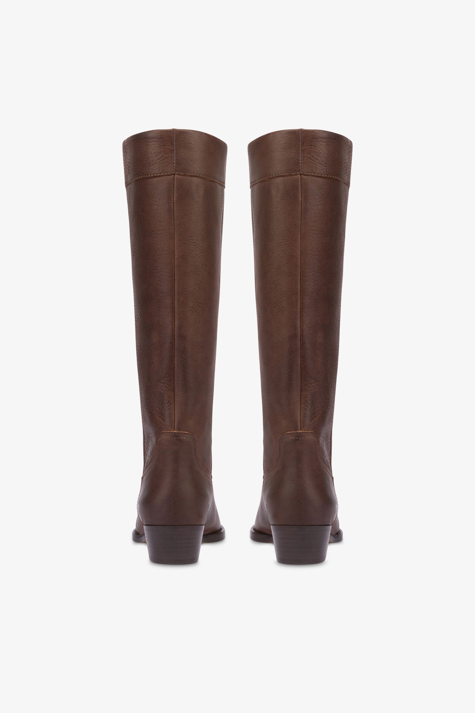 Calf-length boots in soft mulberry pebble leather