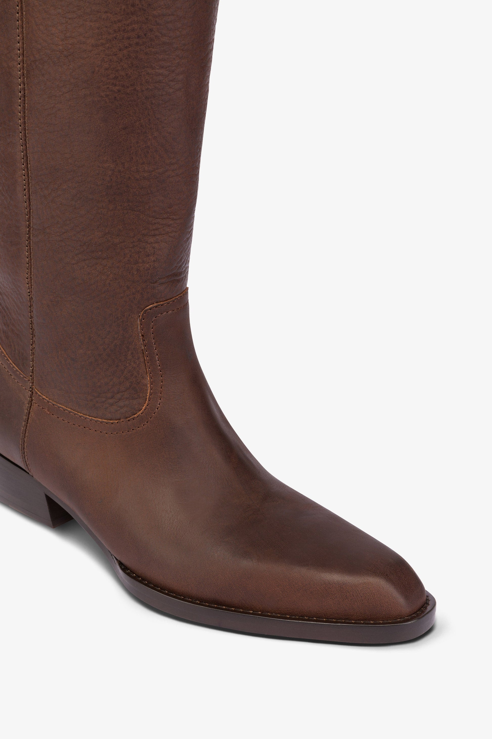 Calf-length boots in soft mulberry pebble leather