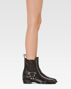Ankle boots in black brushed leather