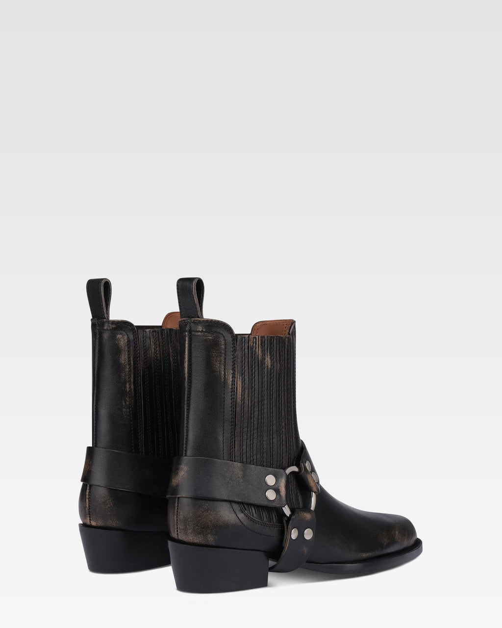 Ankle boots in black brushed leather