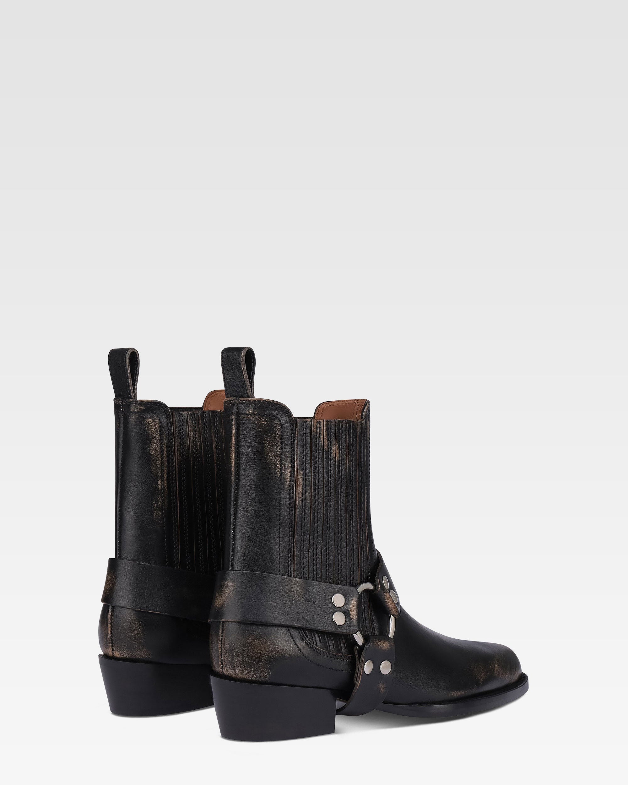 Ankle boots in black brushed leather