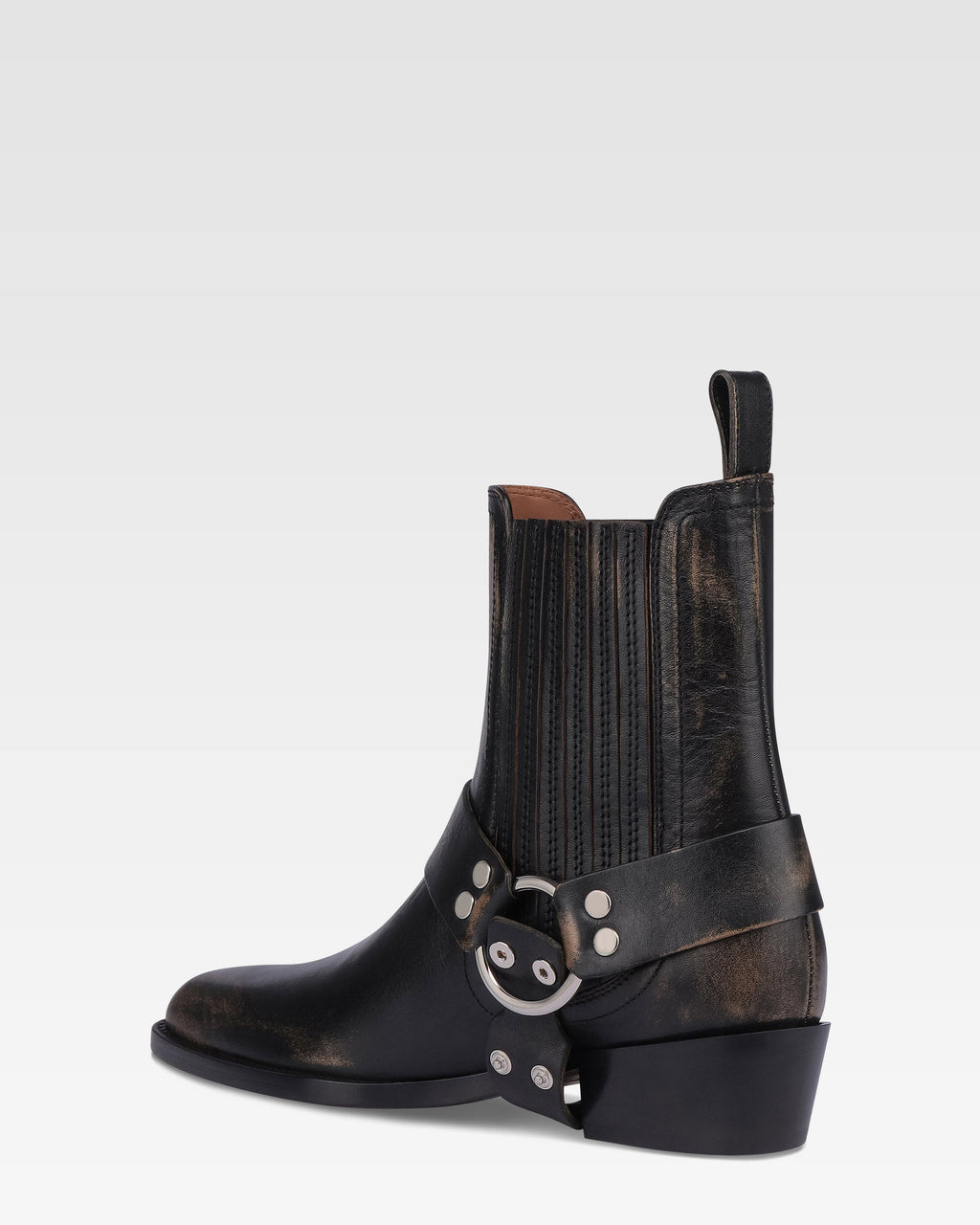 Ankle boots in black brushed leather