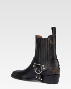 Ankle boots in black brushed leather