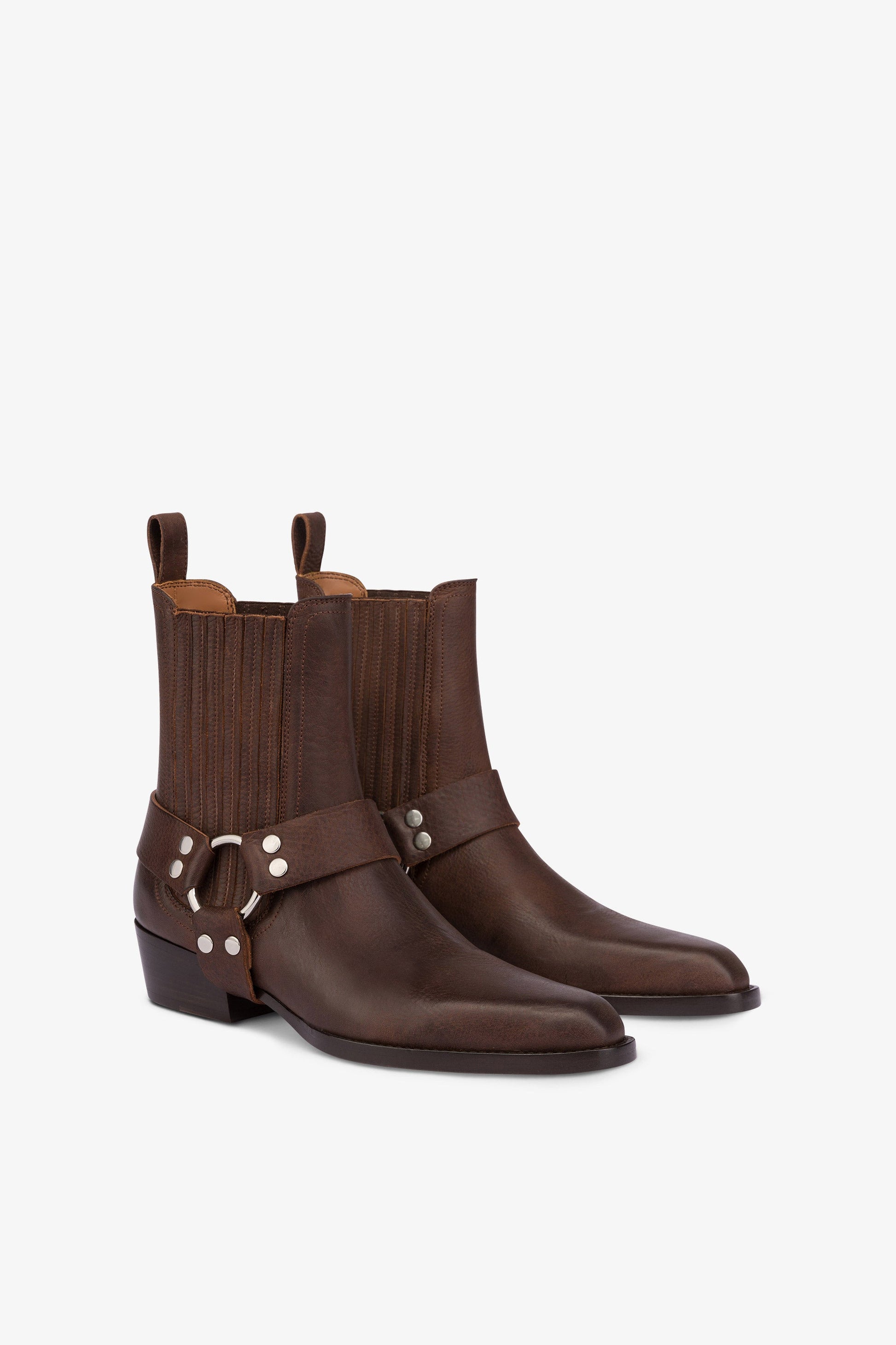 Bottines arrondies en cuir souple cuir souple a grain