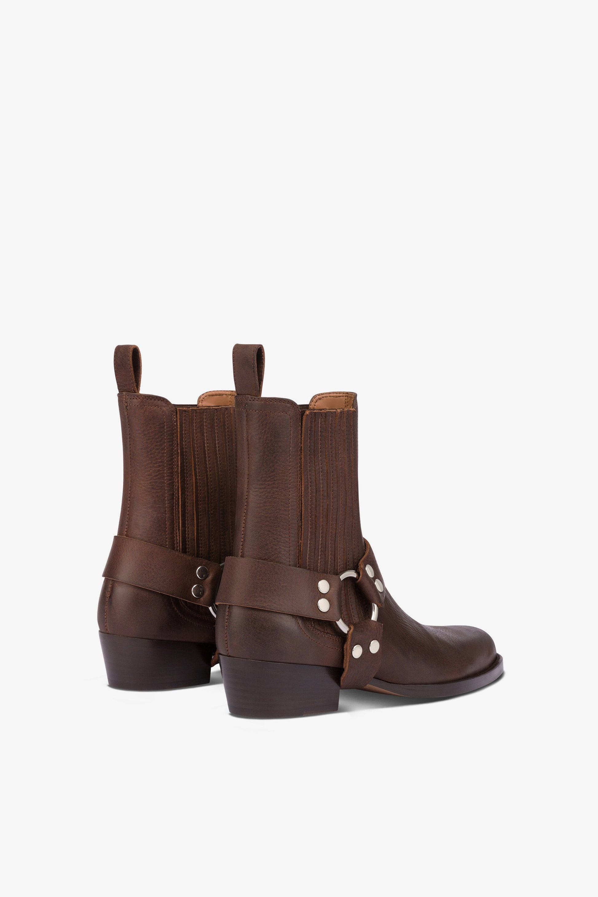 Bottines arrondies en cuir souple cuir souple a grain