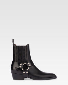 Stivaletti in pelle vintage nera lucida