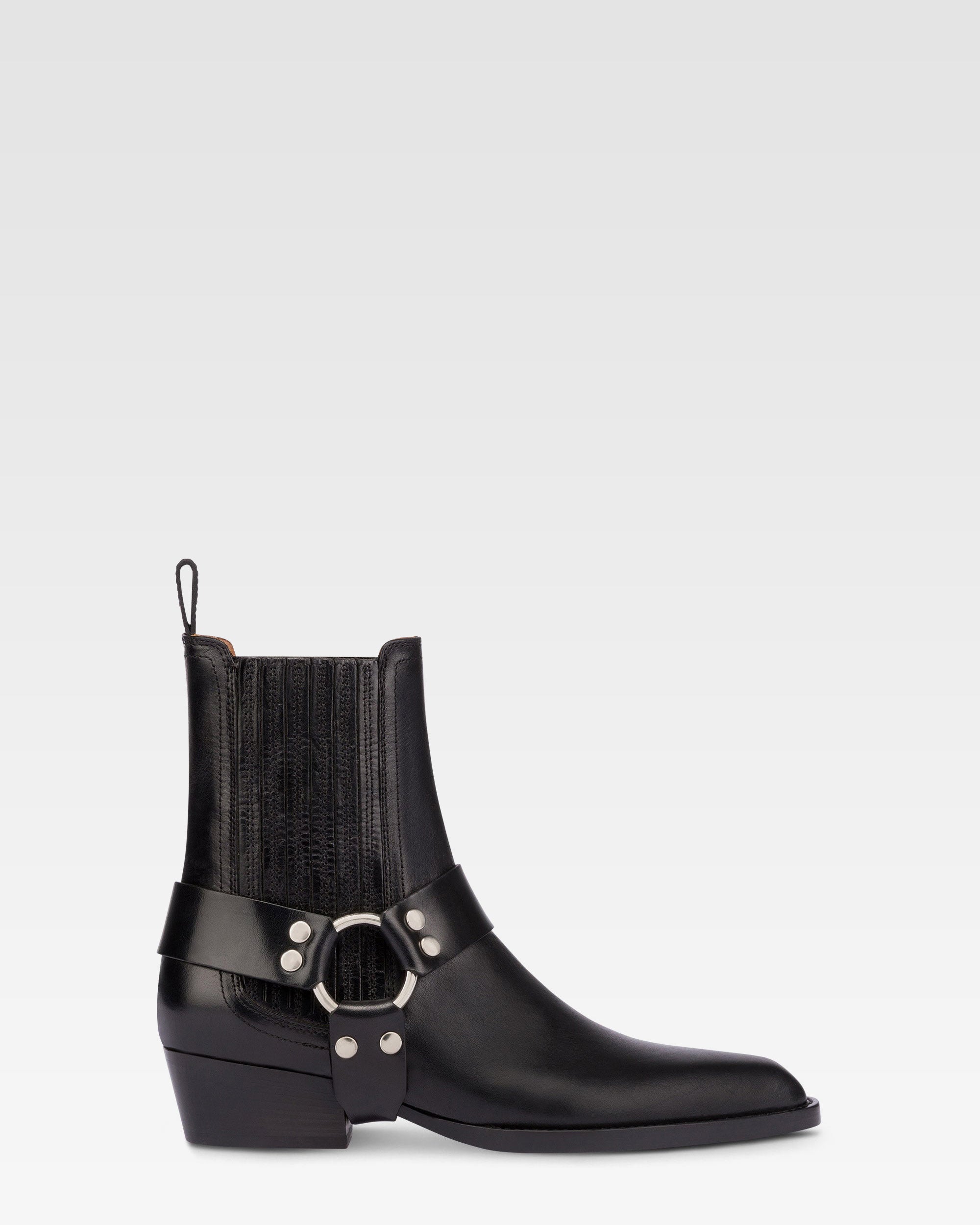 Stivaletti in pelle vintage nera lucida