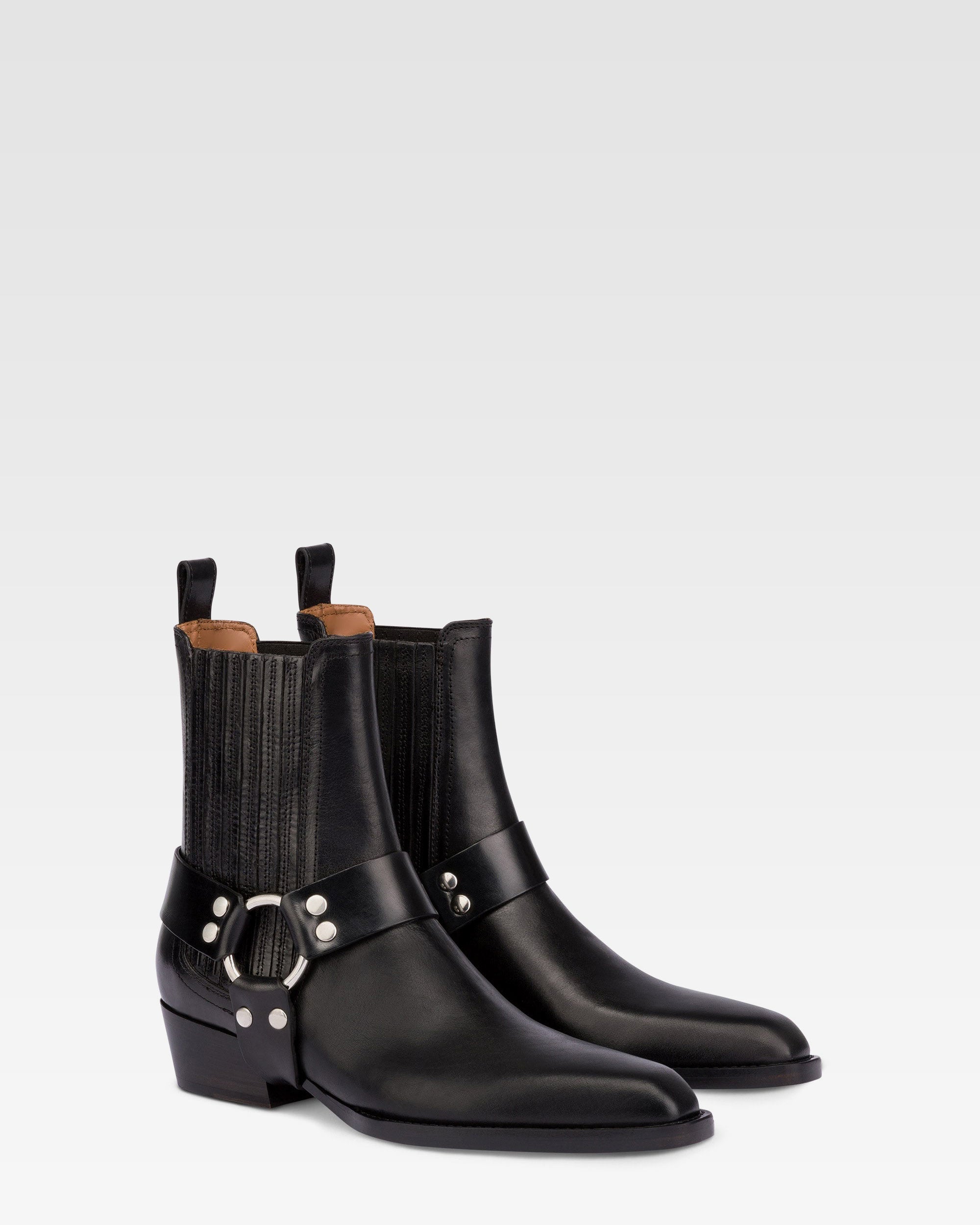 Stivaletti in pelle vintage nera lucida