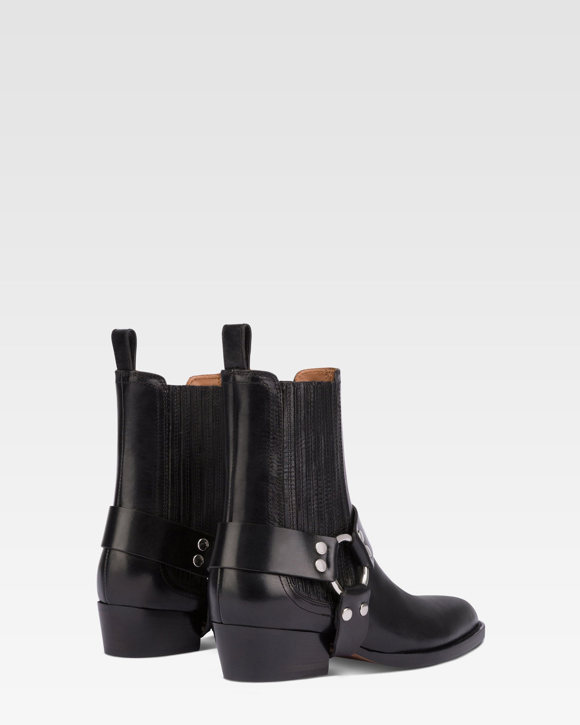 Stivaletti in pelle vintage nera lucida