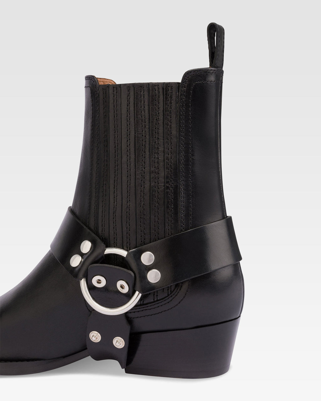 Stivaletti in pelle vintage nera lucida