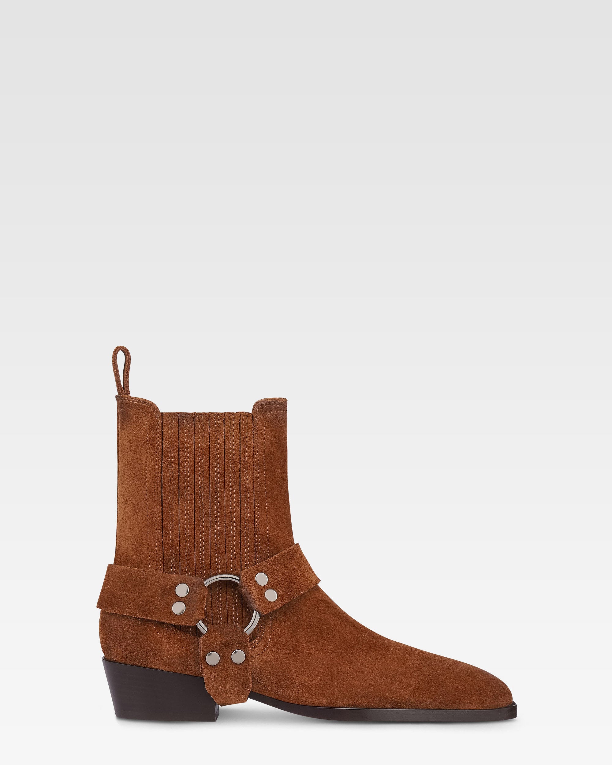 Ankle boots in cognac calf suede leather