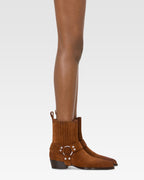 Ankle boots in cognac calf suede leather