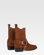 Ankle boots in cognac calf suede leather