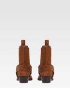 Ankle boots in cognac calf suede leather