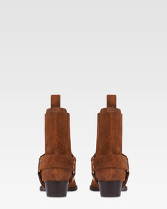 Ankle boots in cognac calf suede leather