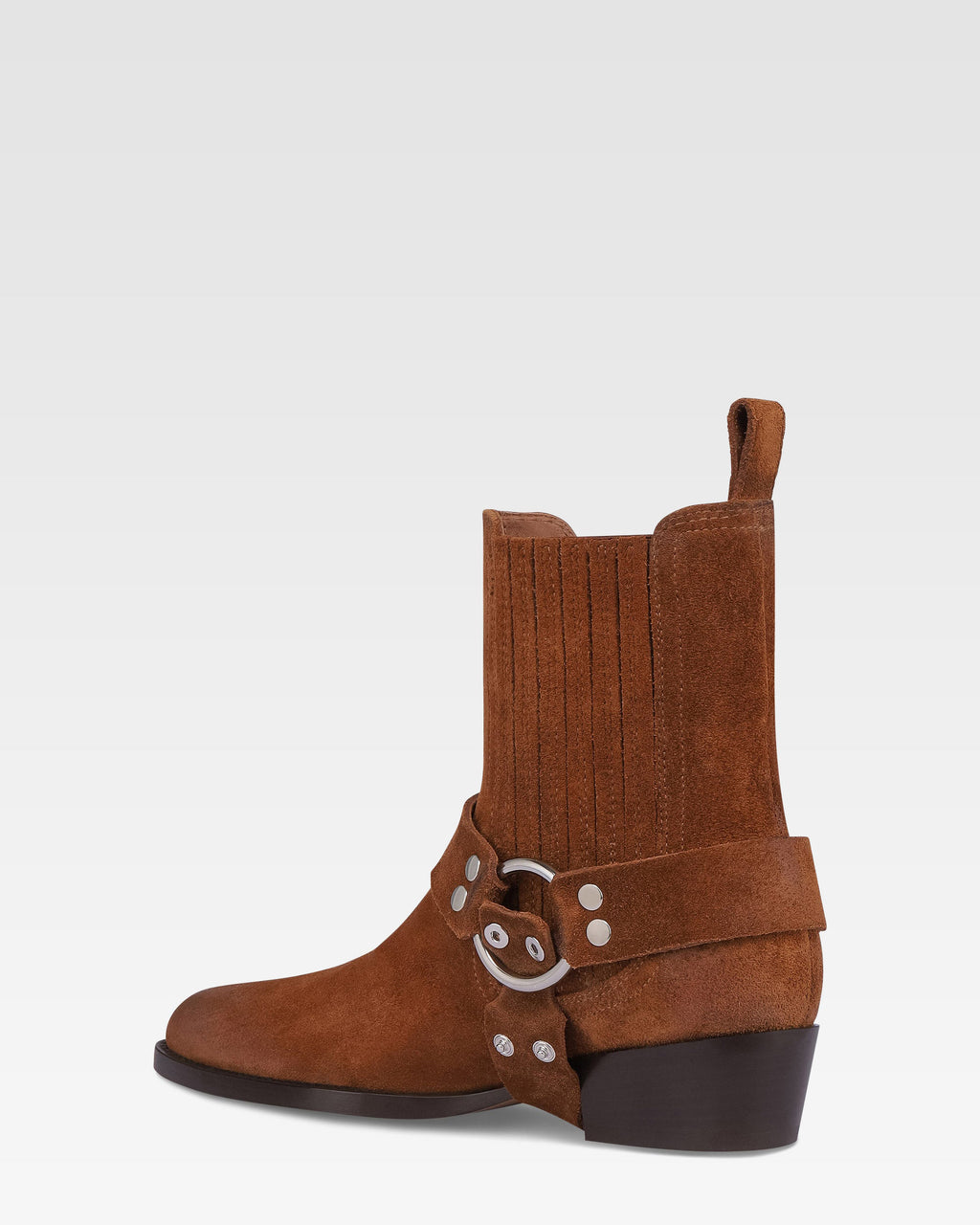 Ankle boots in cognac calf suede leather