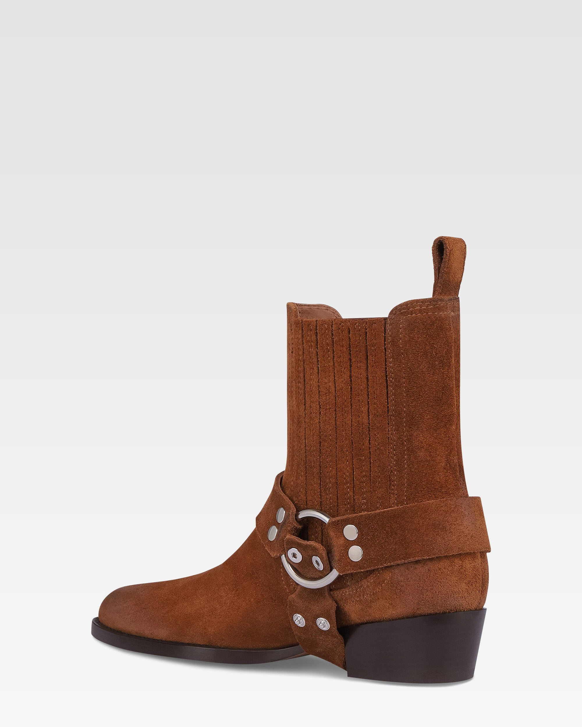 Ankle boots in cognac calf suede leather