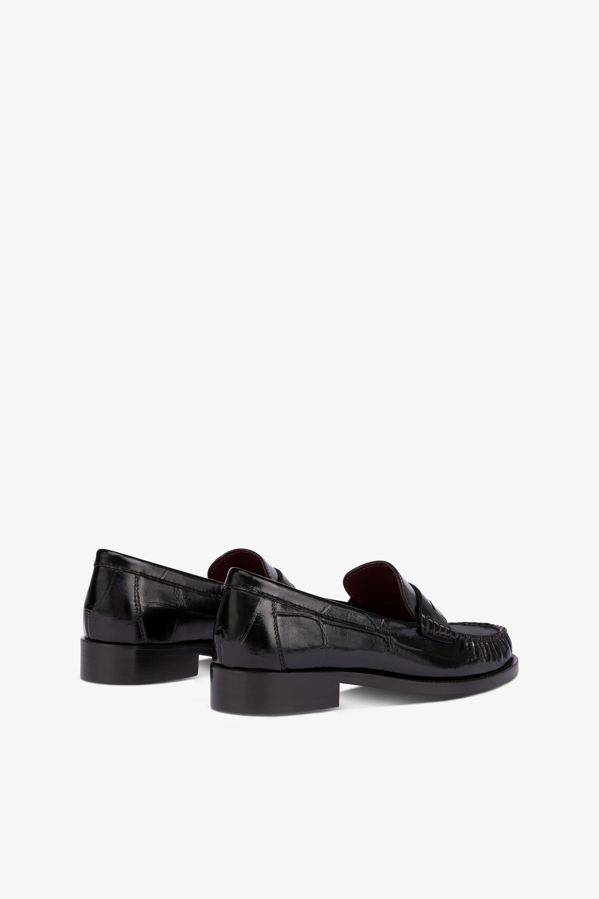 Loafer aus schwarzem Leder mit Maxi-Kroko-Pragung