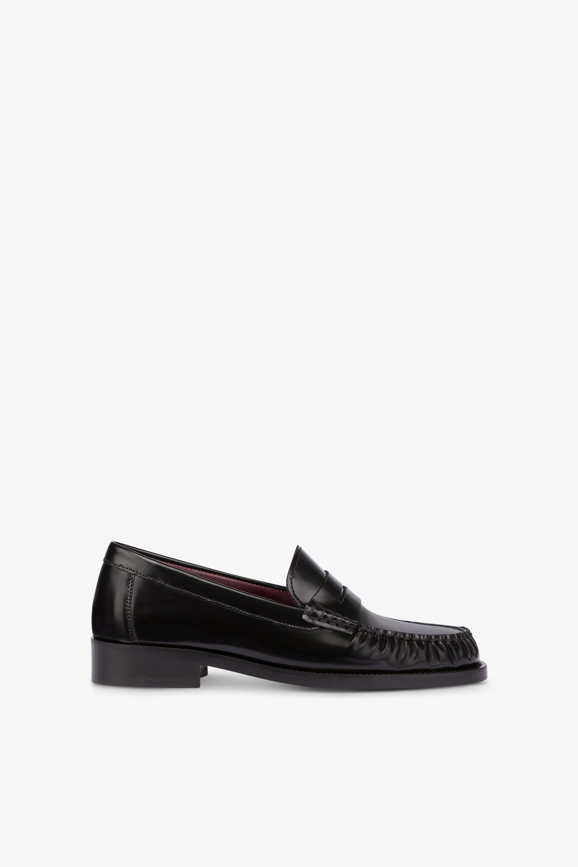 Loafer shoes in soft black brushed leather