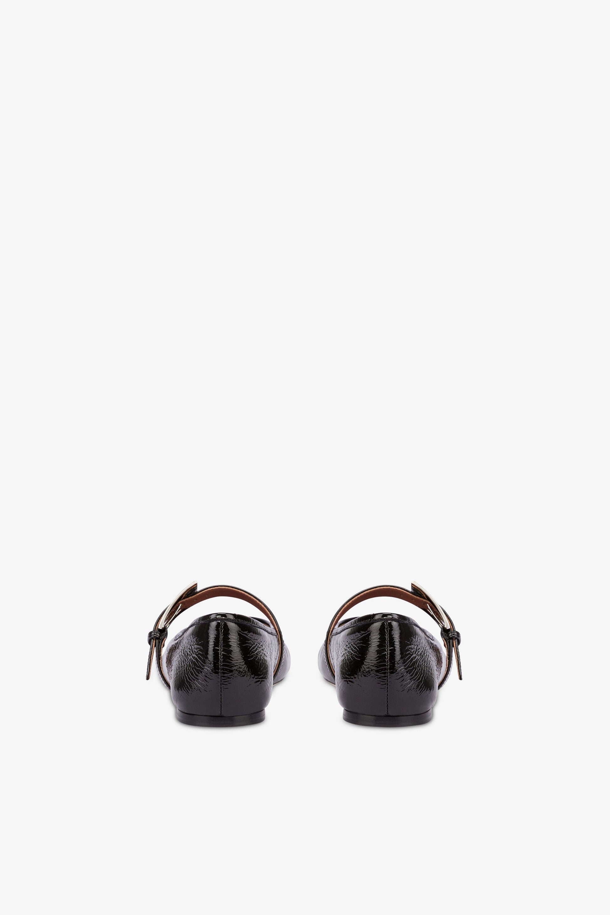 Ballerines en cuir verni noir froisse