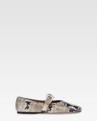 Ballet flats in natural python-printed leather — Natural