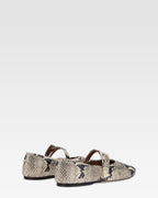 Ballet flats in natural python-printed leather
