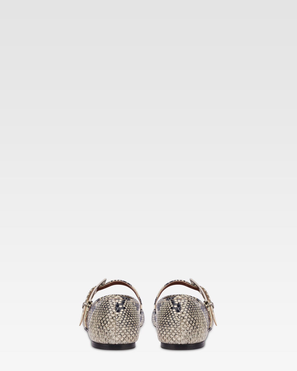 Ballet flats in natural python-printed leather